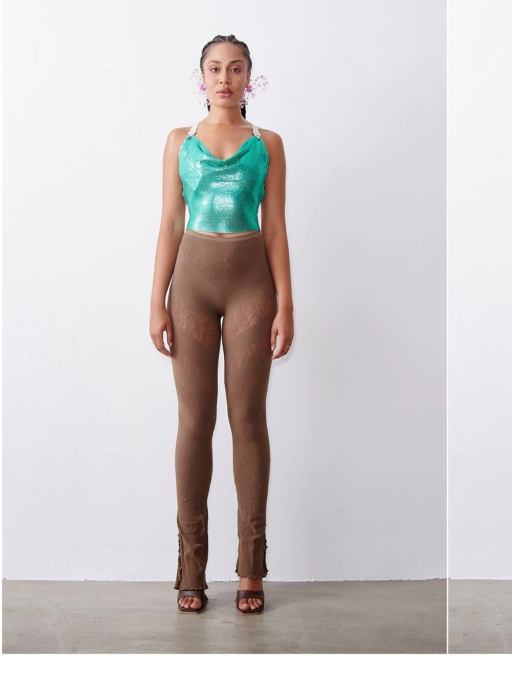 Poster girl Bambi Rhinestone Mesh Crop Top with Orange Straps - Picture 4 of 7